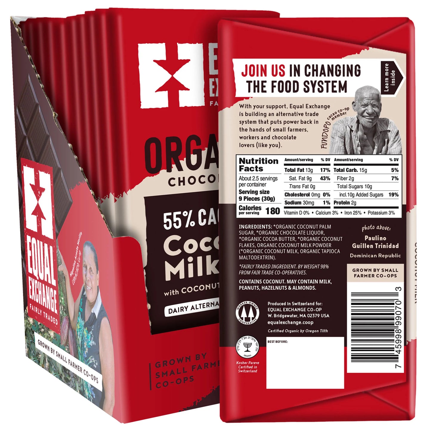 Chocolate Bar, Coconut Milk, 55%, Organic