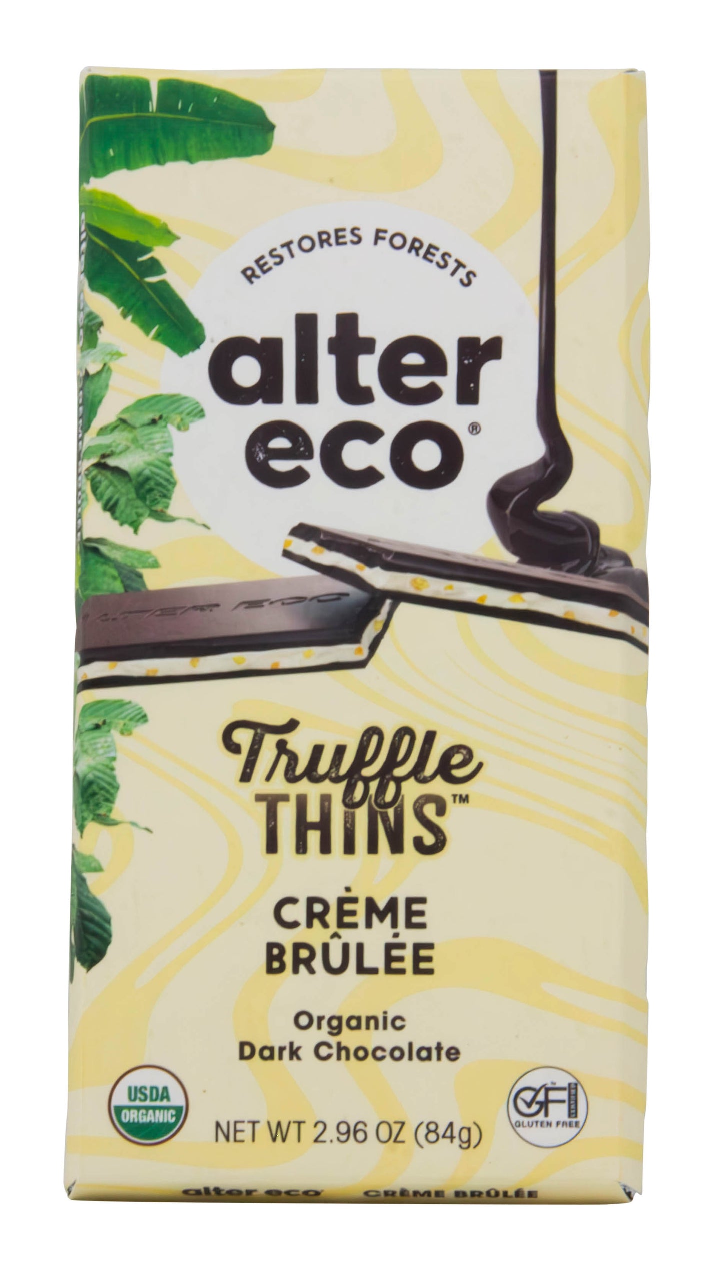 Truffle Thins, Dark Chocolate Bar, Crème Brulee, Organic
