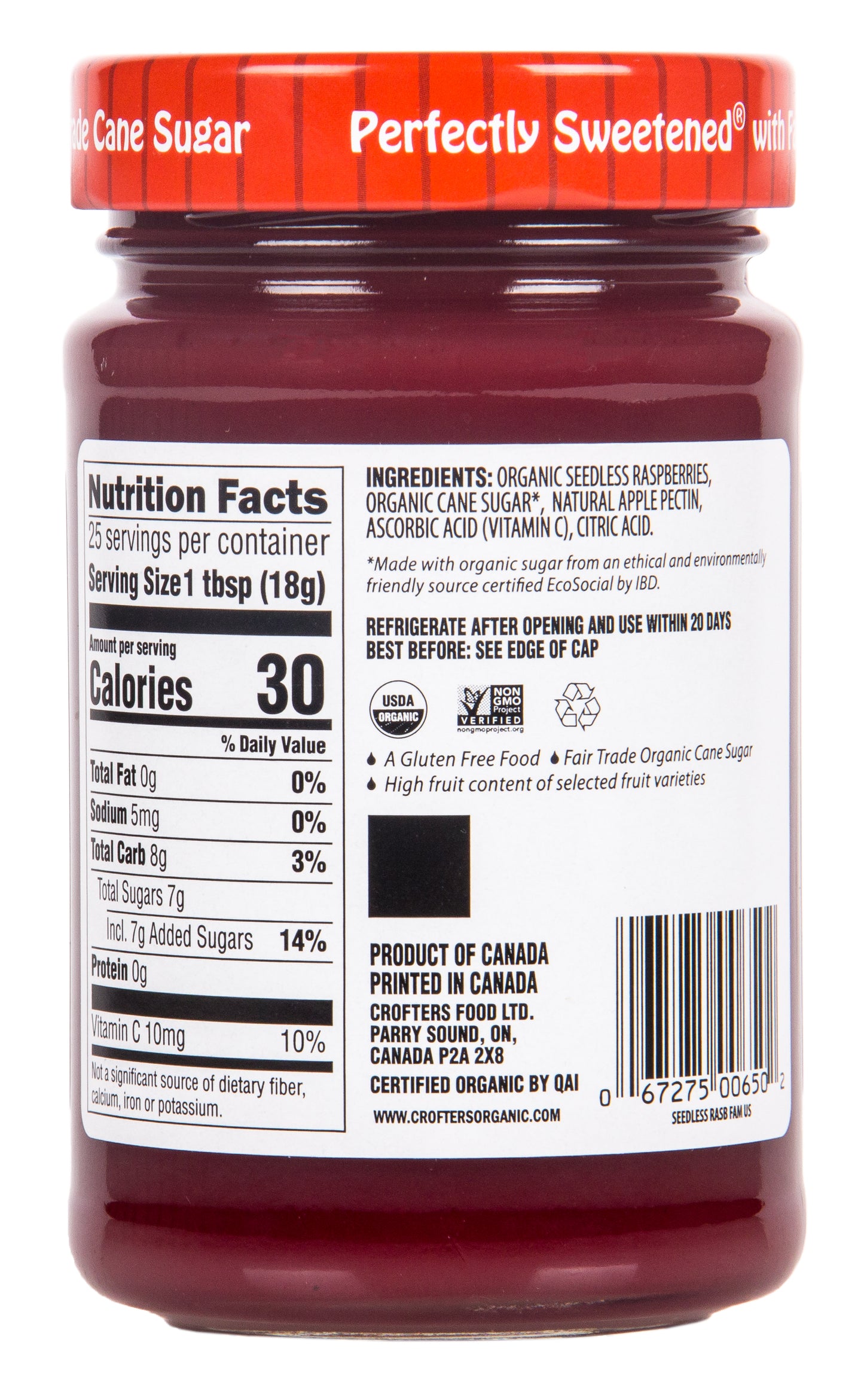 Raspberry Premium Spread, Seedless, Organic