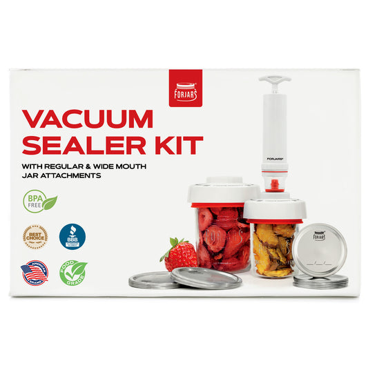 Vacuum Sealer Kit with Regular and Wide Mouth Jar Attachments