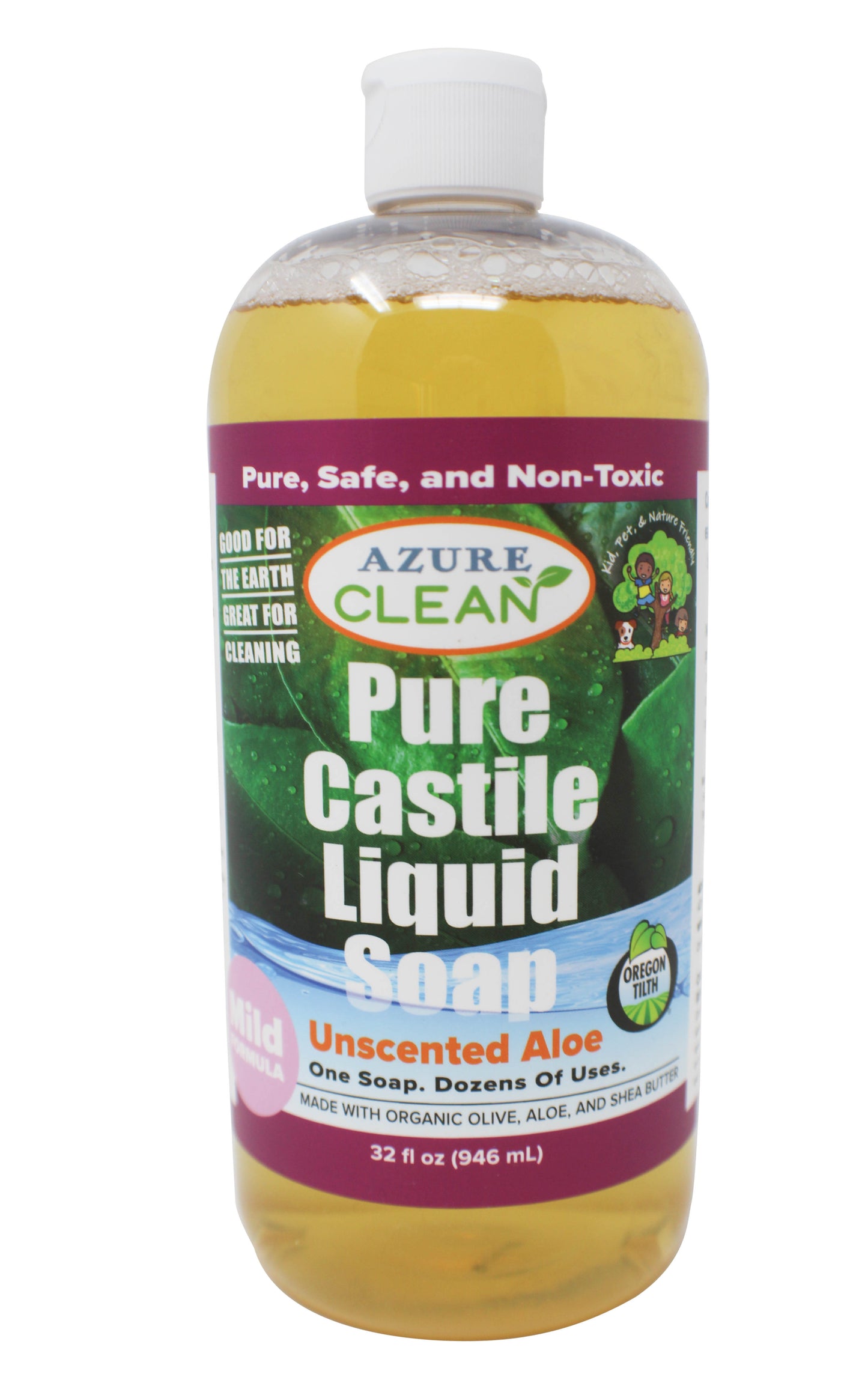Castile Liquid Soap, Pure, Unscented Aloe Mild, Organic
