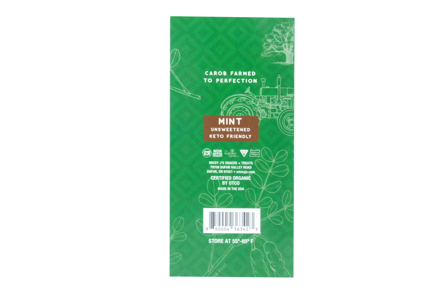 Dark Delight Carob Candy Bar, Unsweetened Mint, Organic