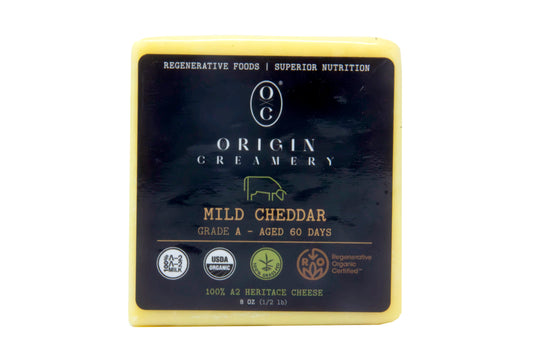 A2 Mild Raw Cheddar Cheese Block, Aged 3 Months, Organic