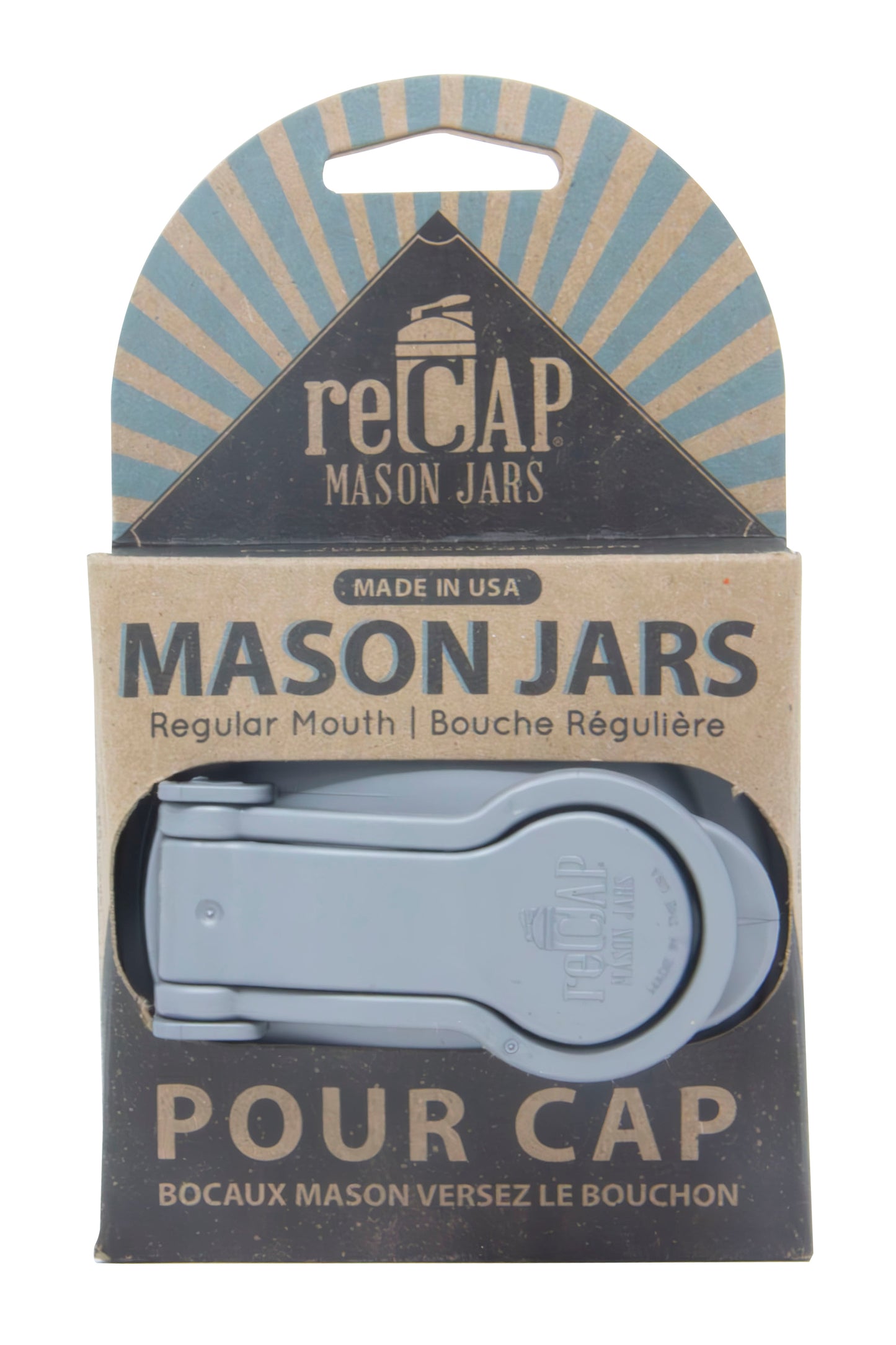 Mason Jar Pour Carry-Loop Lid, Regular Mouth, Silver