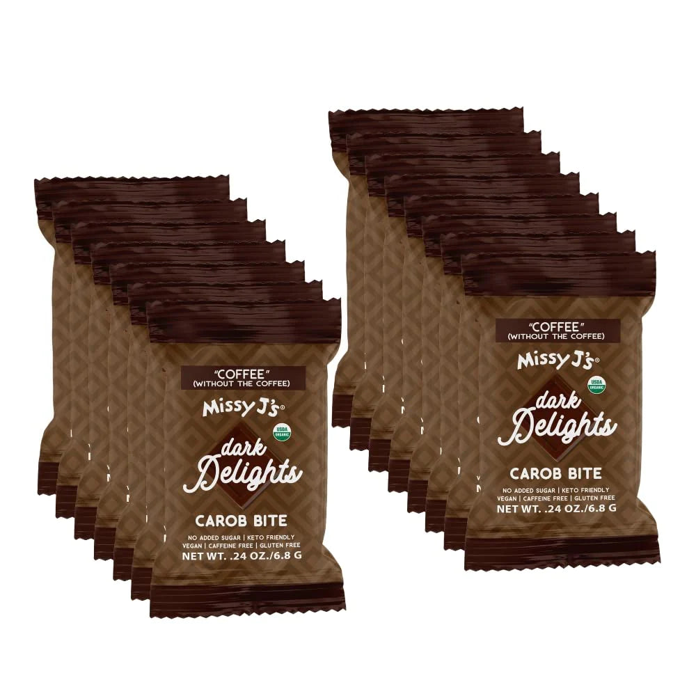 UnSweetened DARK Carob Delights, Coffee Mini Bites, Organic