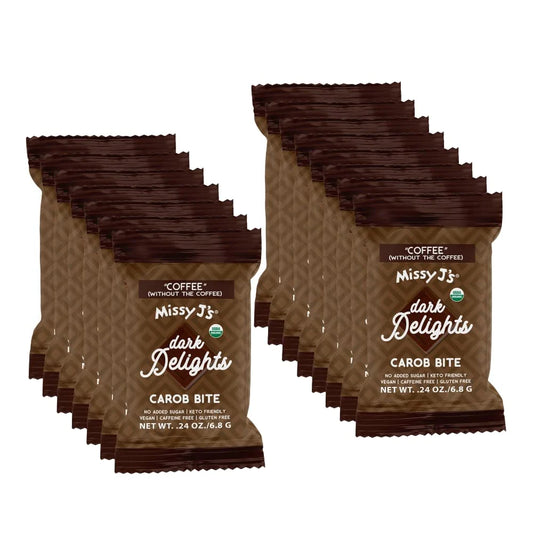 UnSweetened DARK Carob Delights, Coffee Mini Bites, Organic