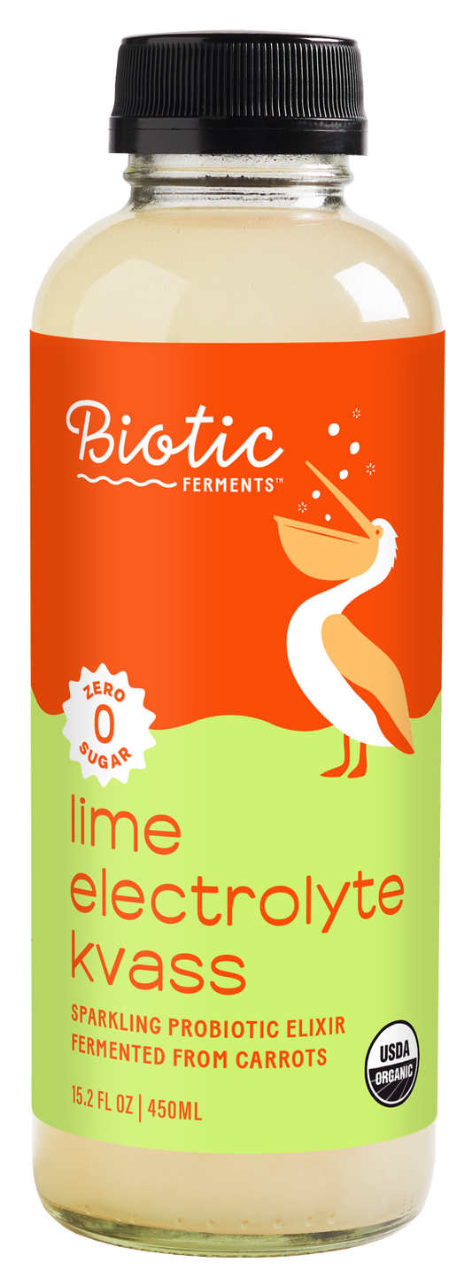 Probiotic Kvass, Sparkling Lime Electrolyte, Organic