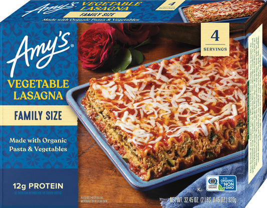 Vegetable Lasagna, Family Size, Frozen