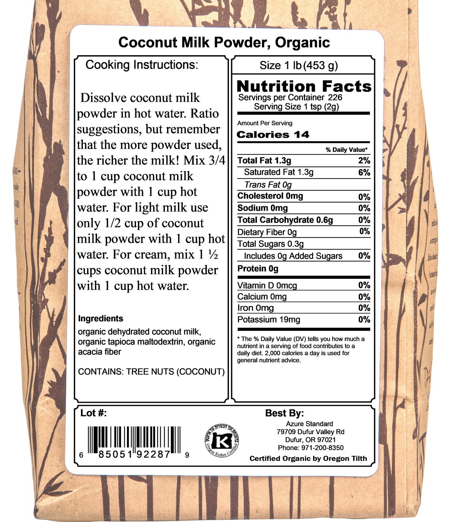 Coconut Milk Powder, Organic