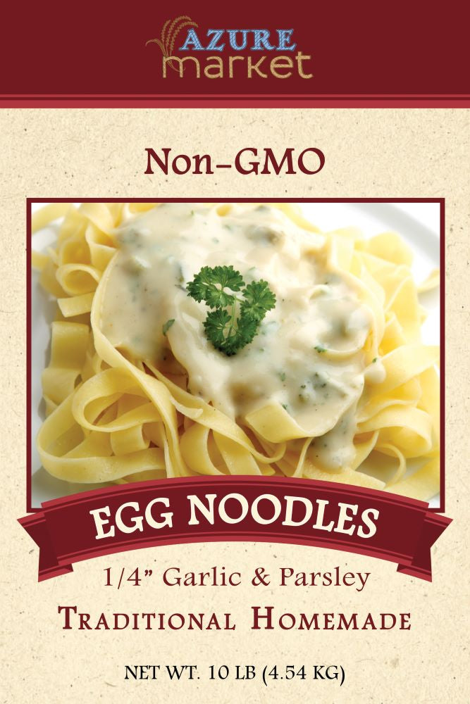 Traditional Homemade Egg Noodles, Medium 1/4 inch, Garlic & Parsley