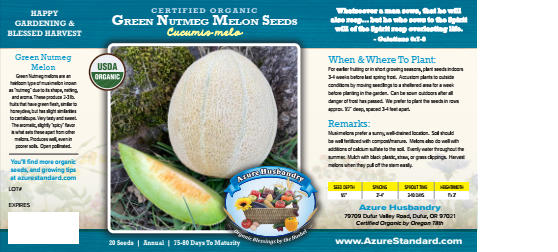 Green Nutmeg Melon Seed, Organic