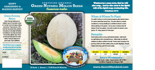 Green Nutmeg Melon Seed, Organic