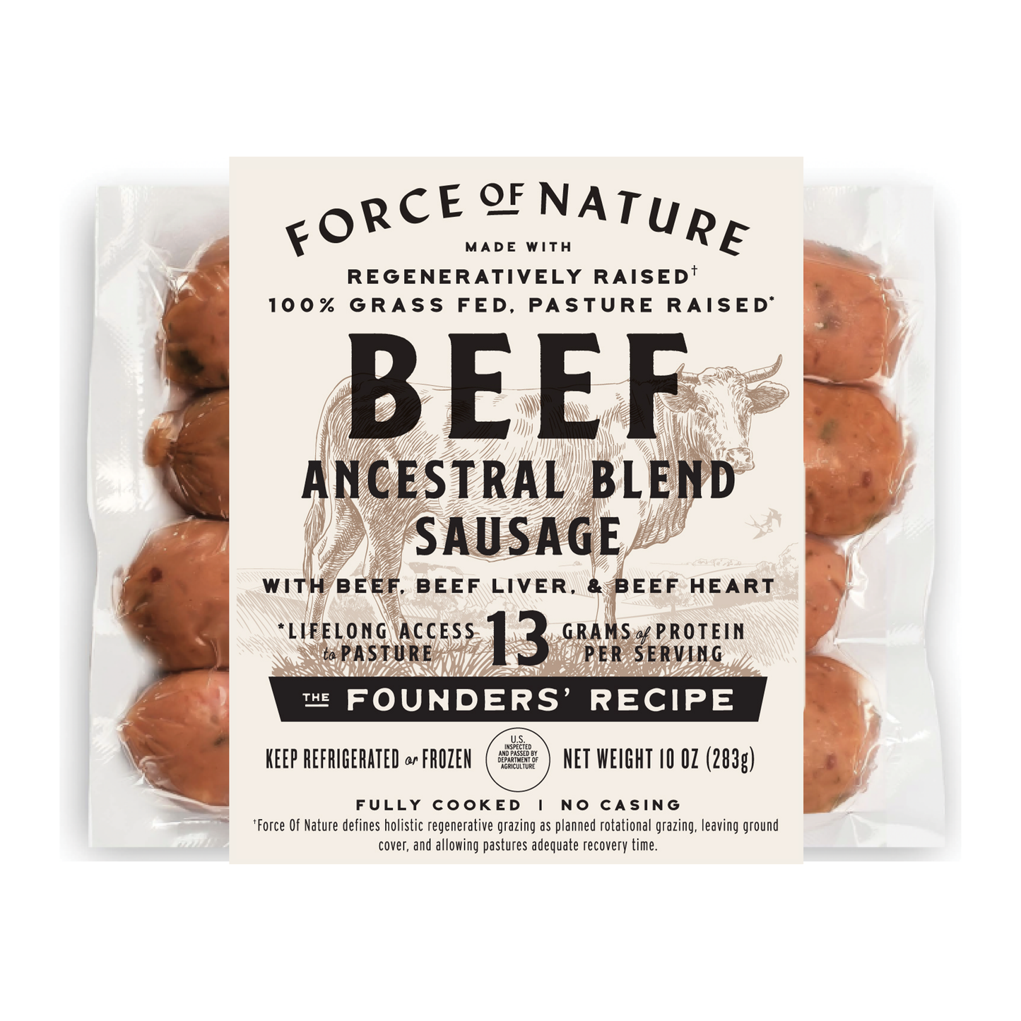 Beef Sausage Links, Ancestral Blend, Grass fed, Frozen