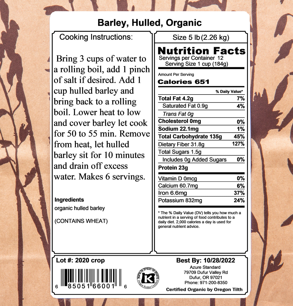 Barley, Hulled, Organic