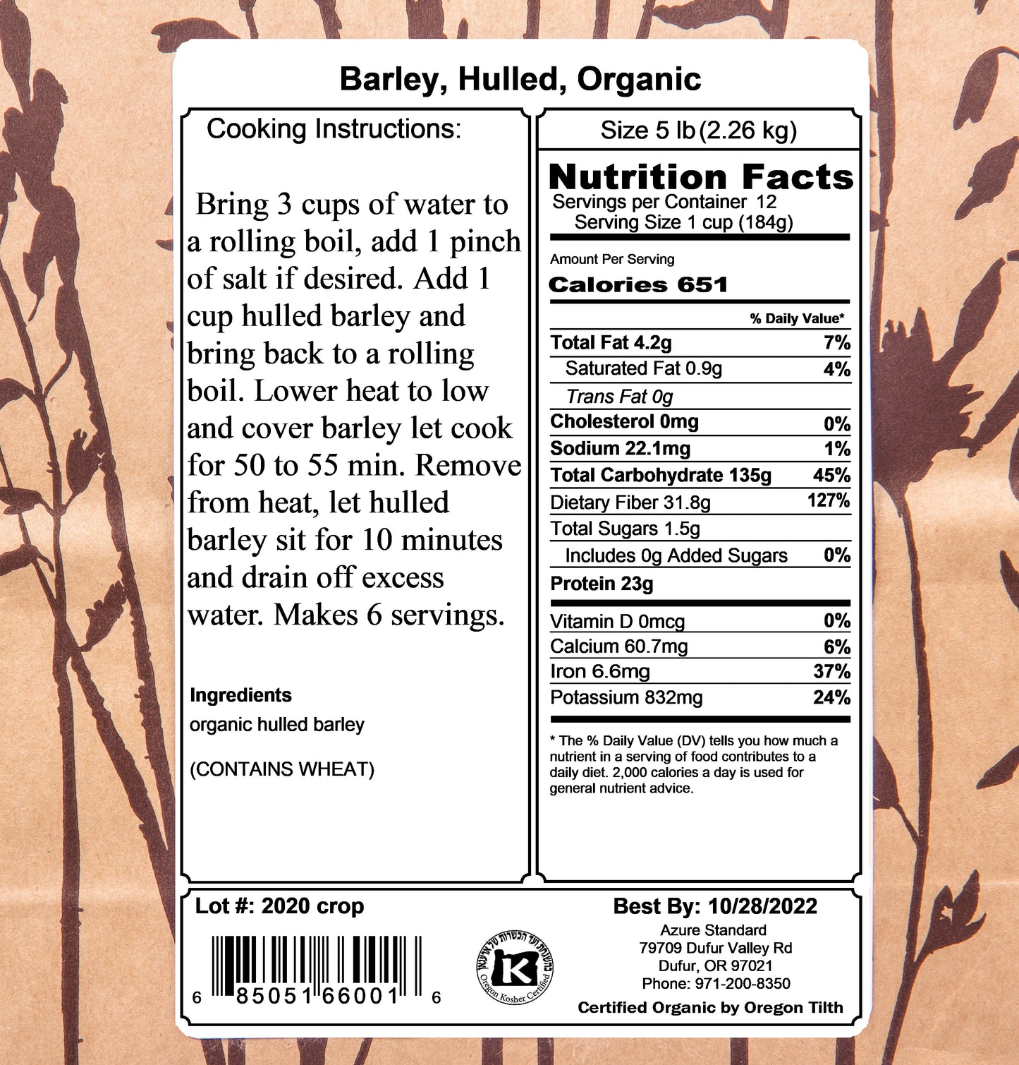 Barley, Hulled, Organic
