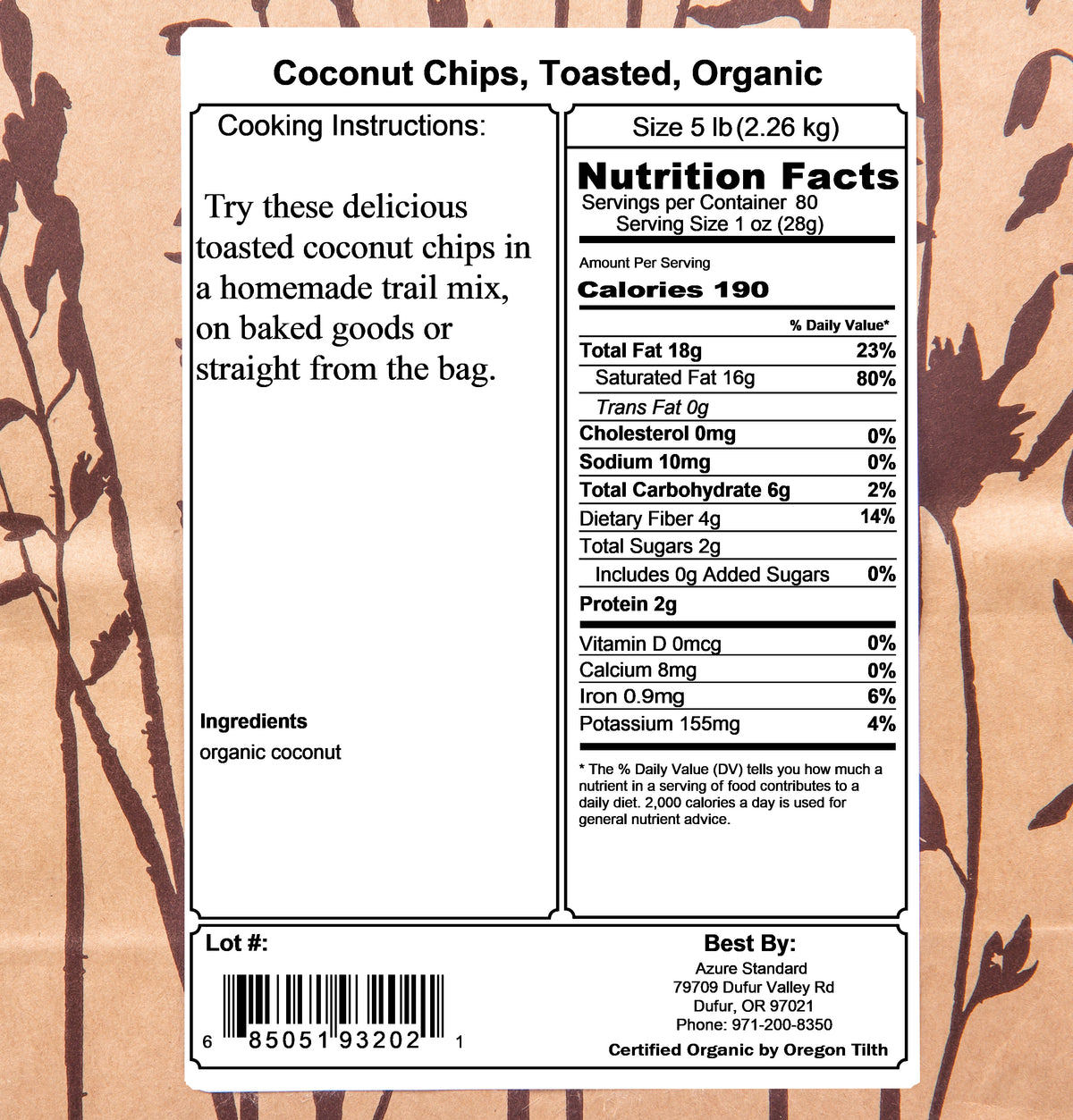 Coconut Chips, Toasted, Organic