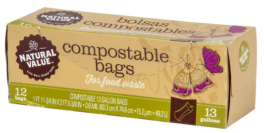 @Food Waste Bags, 100% Compostable, 13 gallon