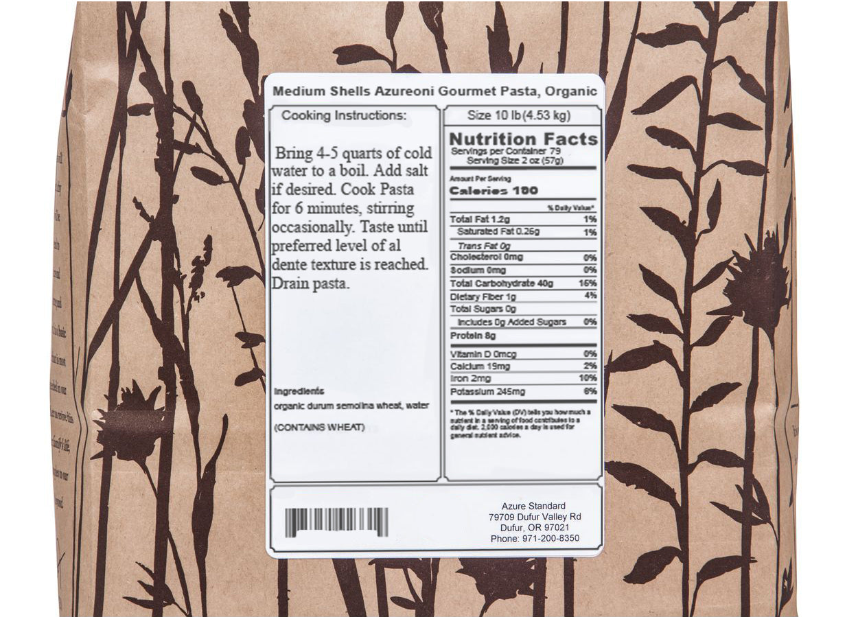 Medium Shells Azuroni Gourmet Pasta, Organic