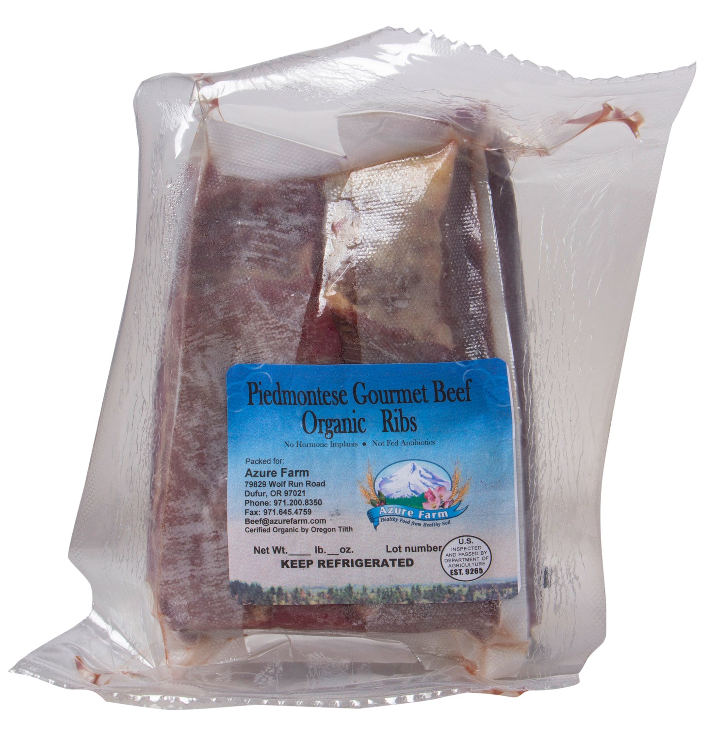 Piedmontese Beef Ribs, Grass-Fed, Frozen, Organic Random Weight