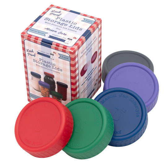 Leak Proof Plastic Storage Lids with Seals, Regular Mouth