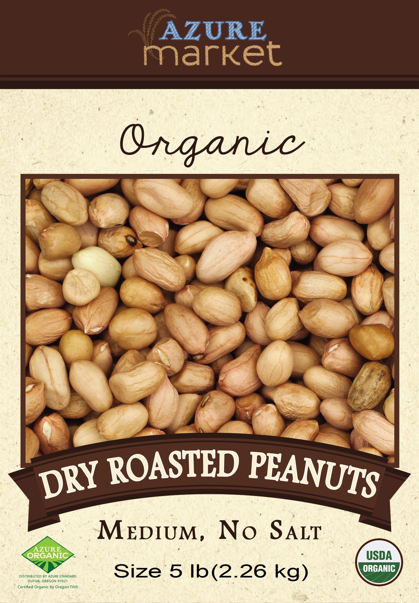 Peanuts, Medium, Dry Roasted, No Salt, Organic