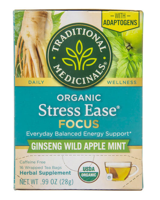 Stress Ease Focus, Ginseng Wild Apple Mint Tea, Organic