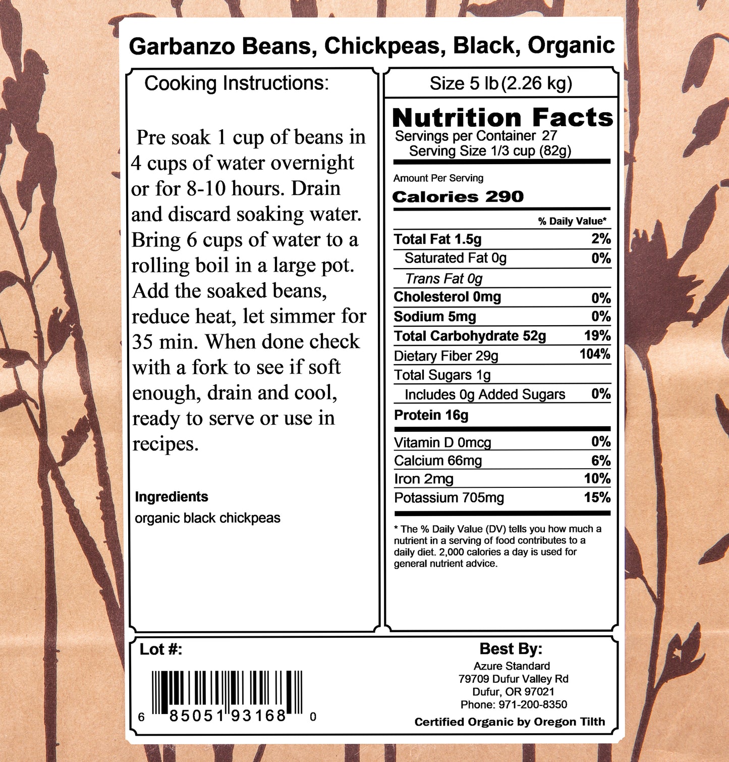 Garbanzo Beans, Chickpeas, Black, Organic