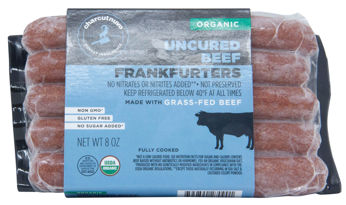Frankfurters, Beef, Uncured, Frozen, Organic