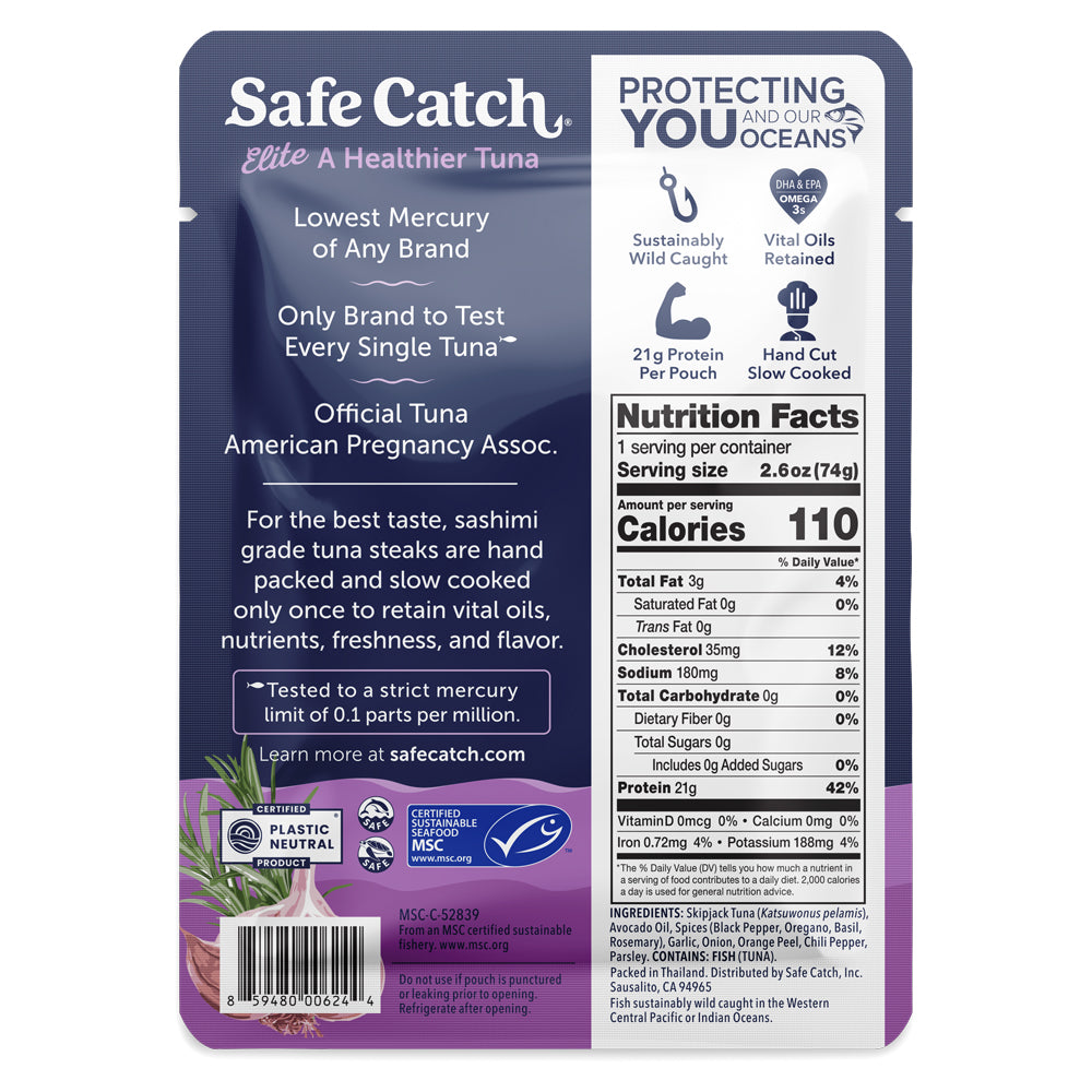 Tuna, Wild, Garlic Herb, Elite, Pouch