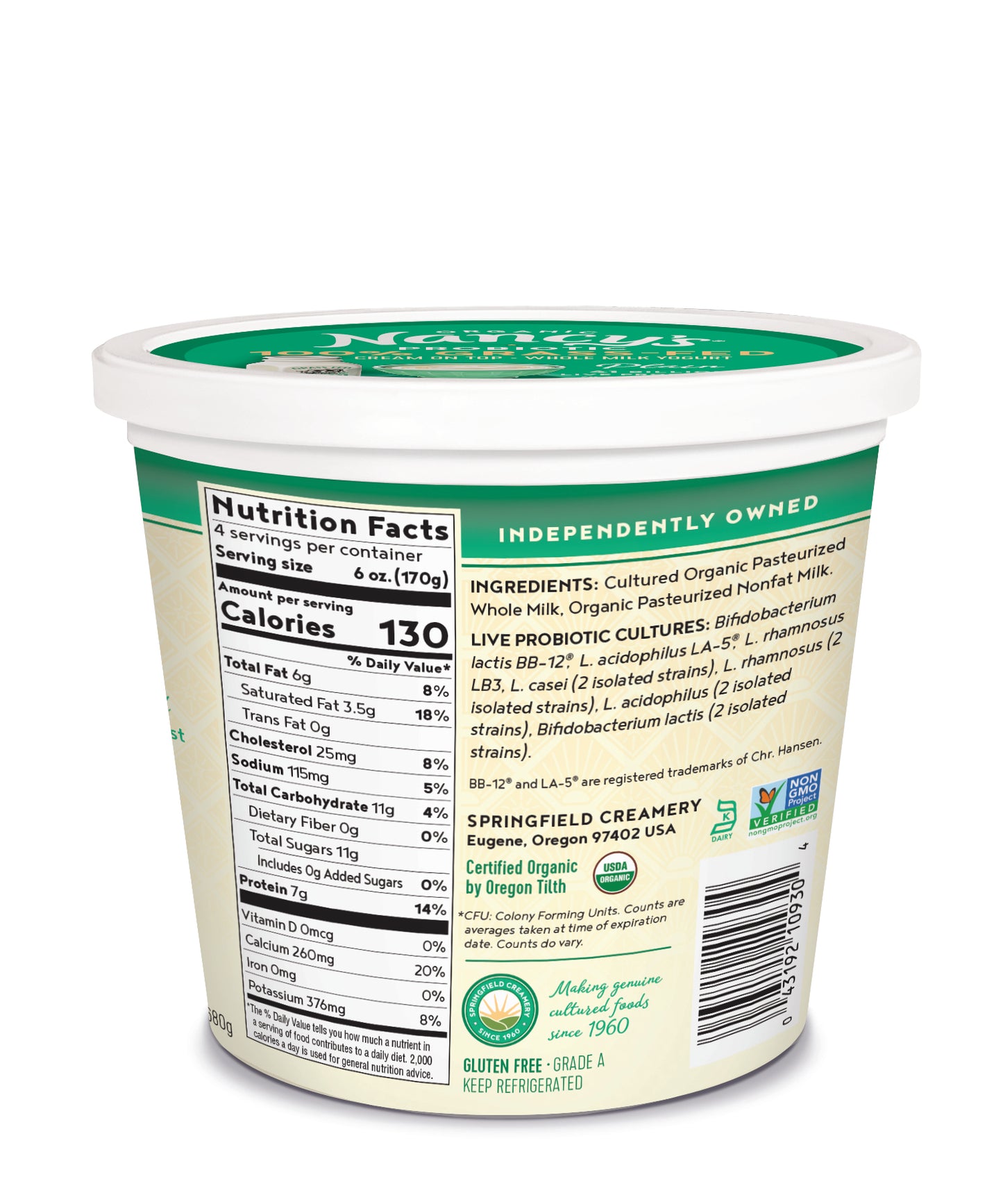 Yogurt, Plain, Grass-Fed, Organic
