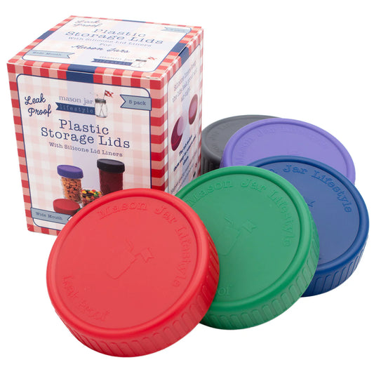 Leak Proof Plastic Storage Lids with Seals, Wide Mouth