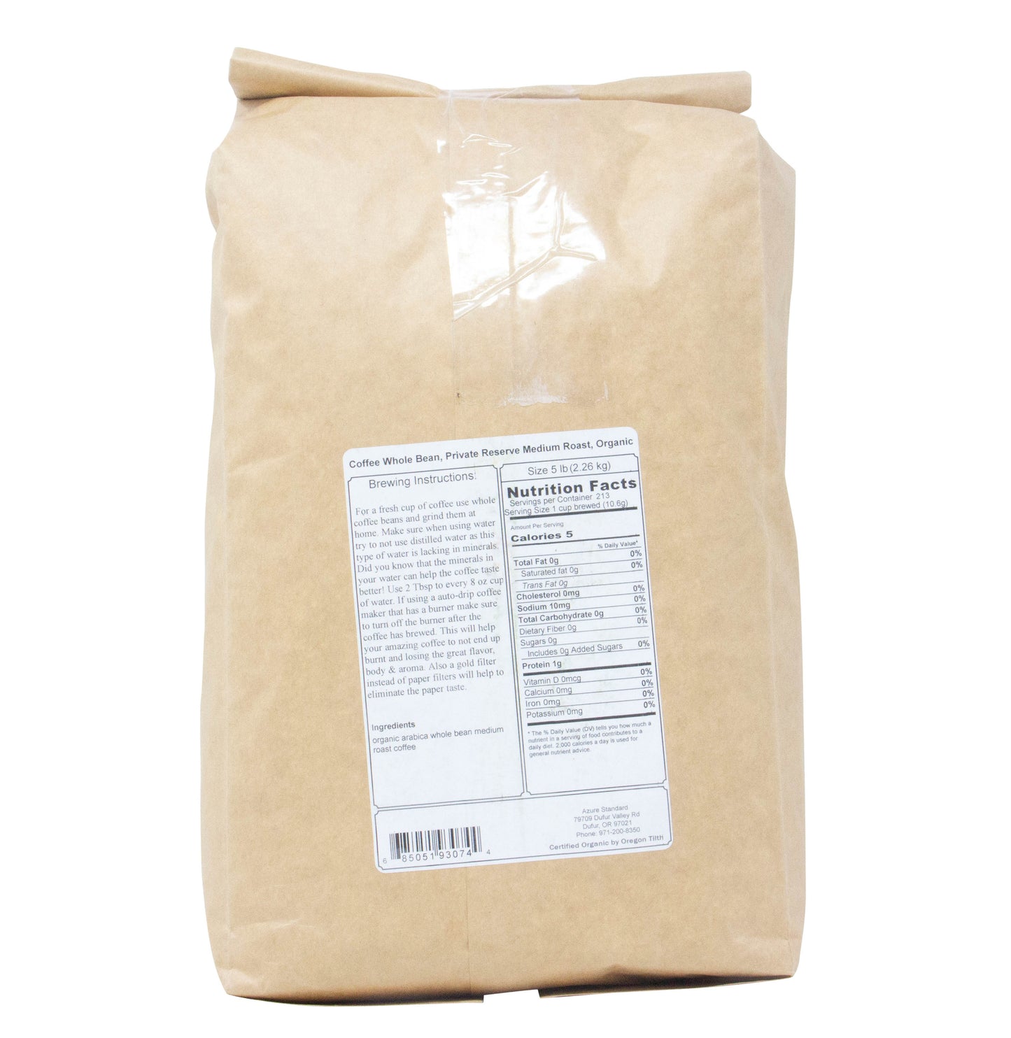Coffee Whole Bean, Private Reserve Medium Roast, Organic