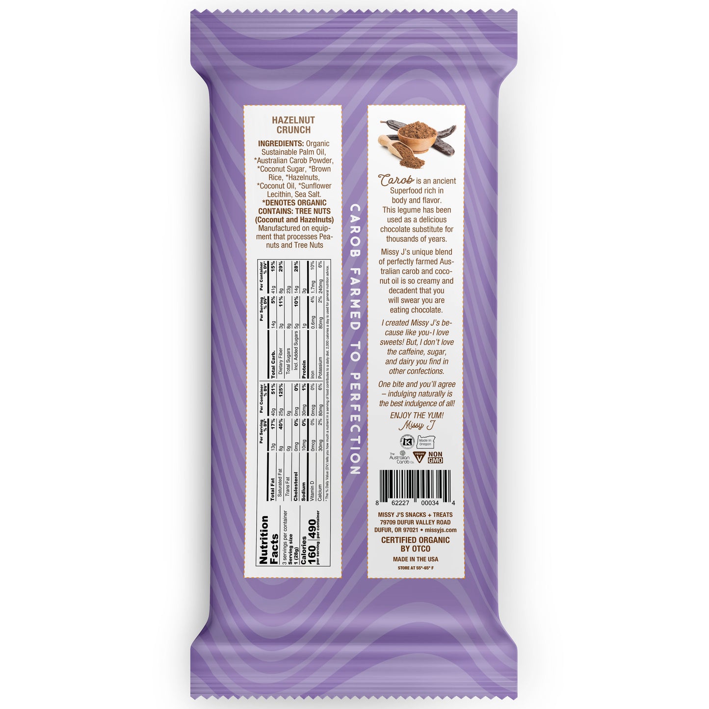 Carob Candy Bar, Hazelnut, Organic