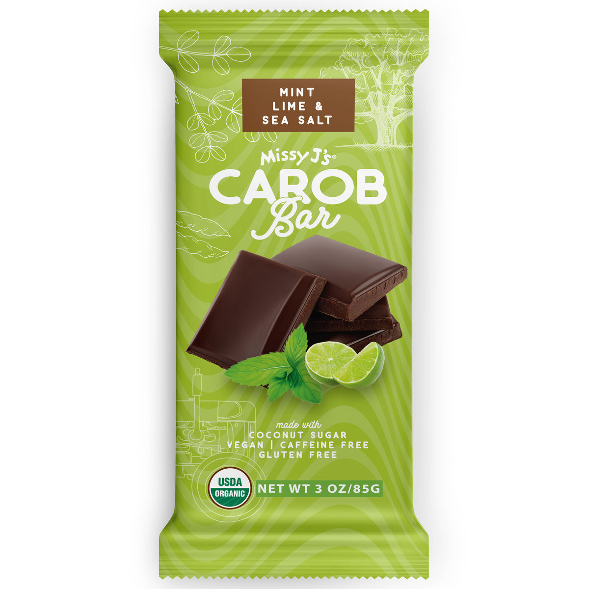 Carob Candy Bar, Mint Lime Sea Salt, Organic