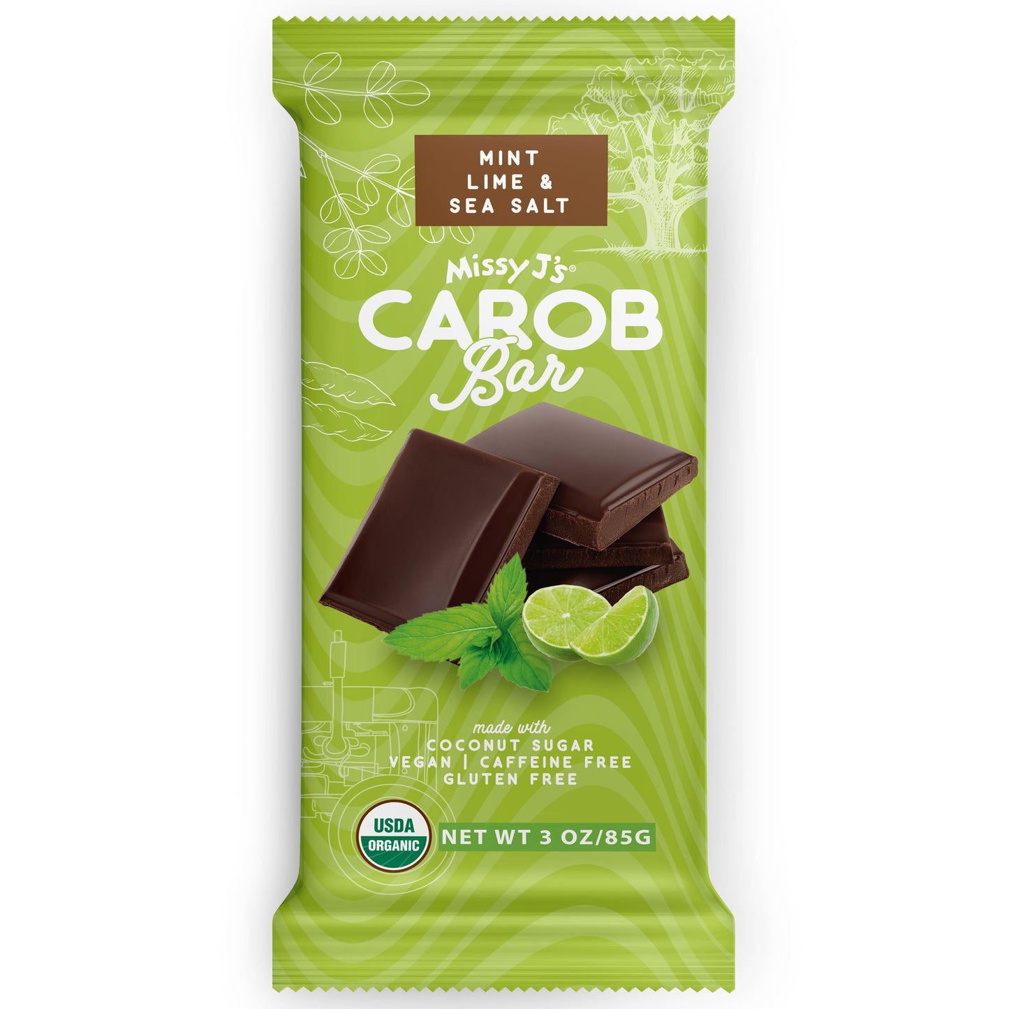 Carob Candy Bar, Mint Lime Sea Salt, Organic