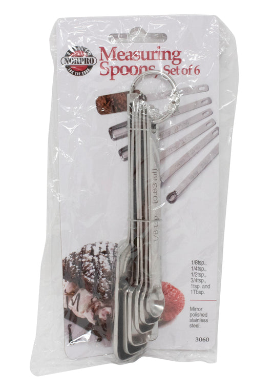 Measuring Spoons, Stainless Steel, Set of 6