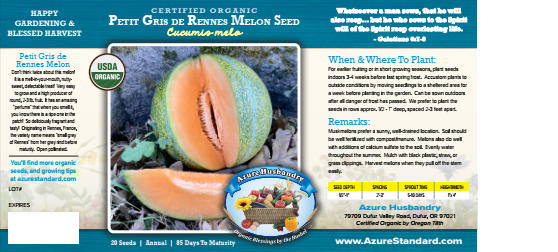 Petit Gris de Rennes Melon Seed, Organic