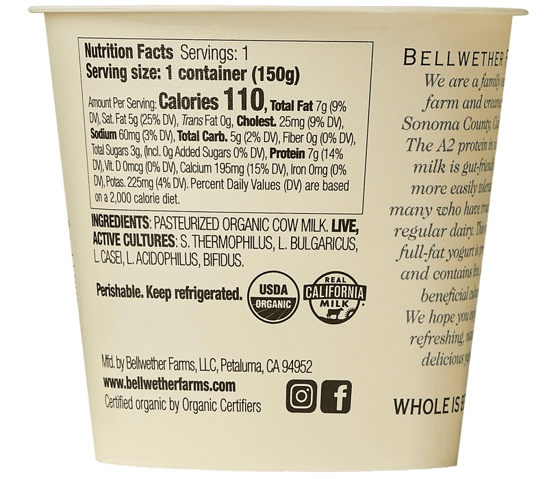 Yogurt, Whole Milk, Plain, A2 Organic