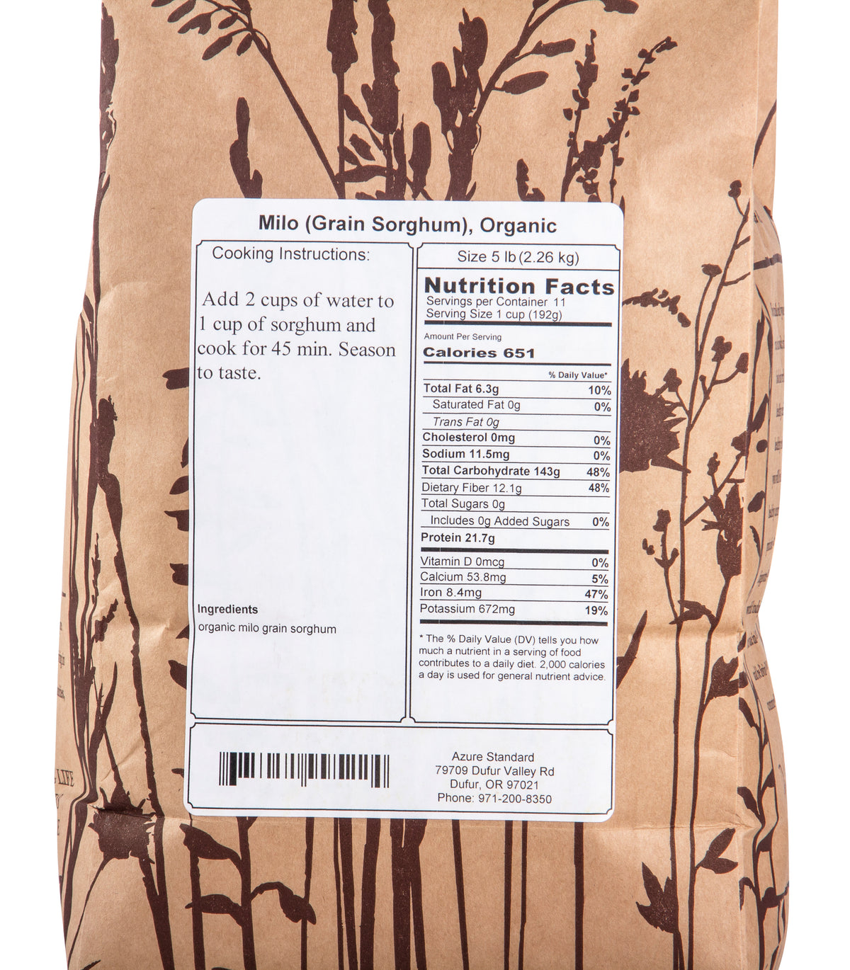 Grain Sorghum, Milo, Organic