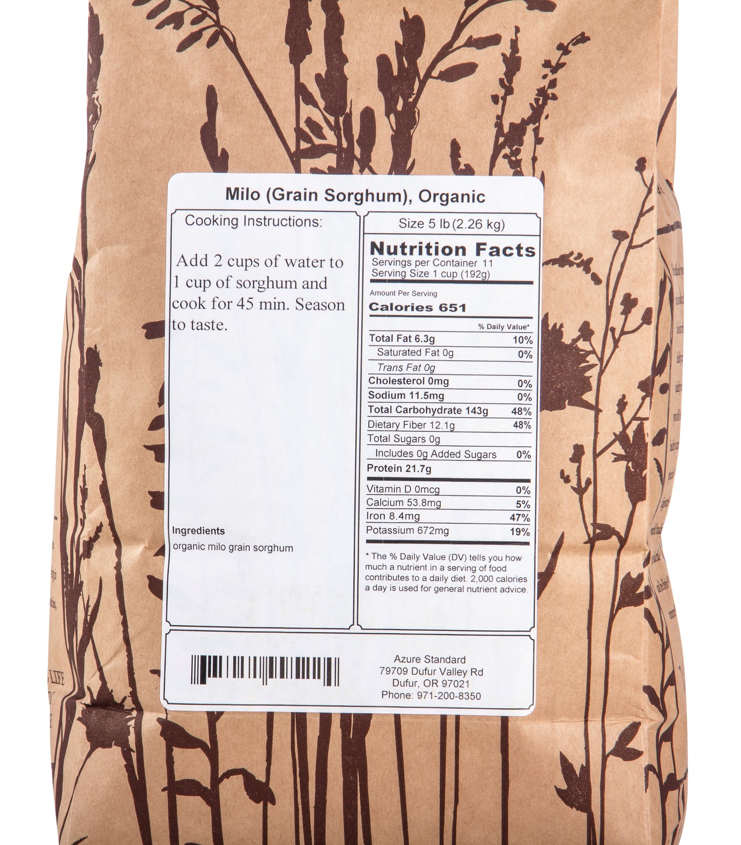 Grain Sorghum, Milo, Organic