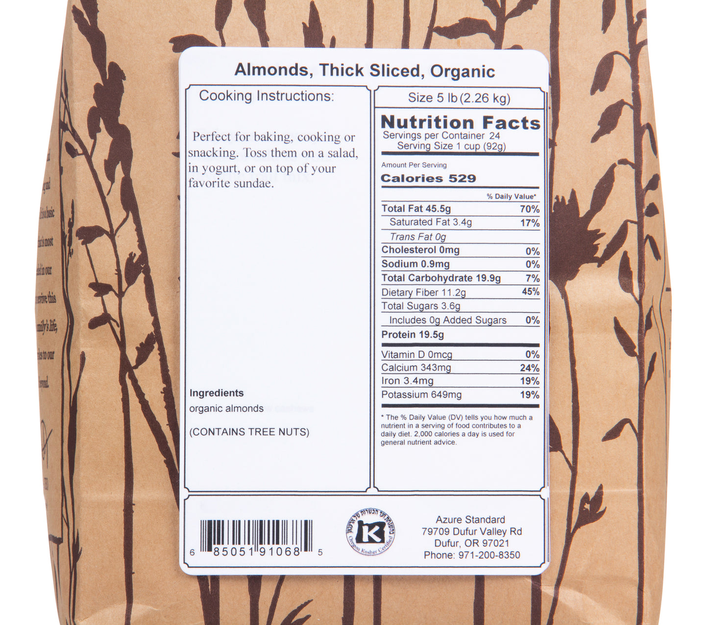 Almonds, Thick Sliced, Organic