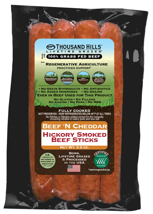 Beef Sticks, Uncured, Beef 'n Cheddar
