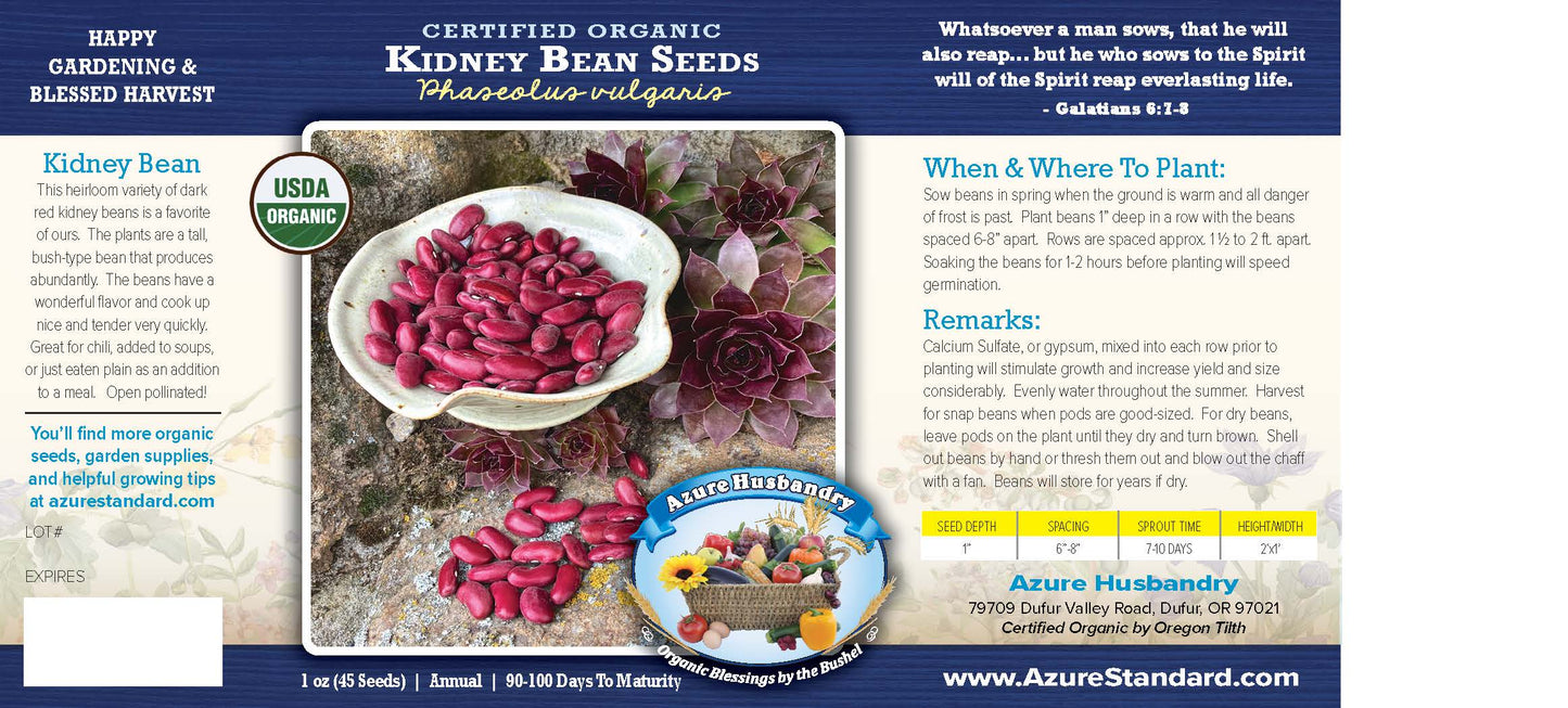 Kidney Bean Seed, Organic