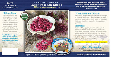 Kidney Bean Seed, Organic