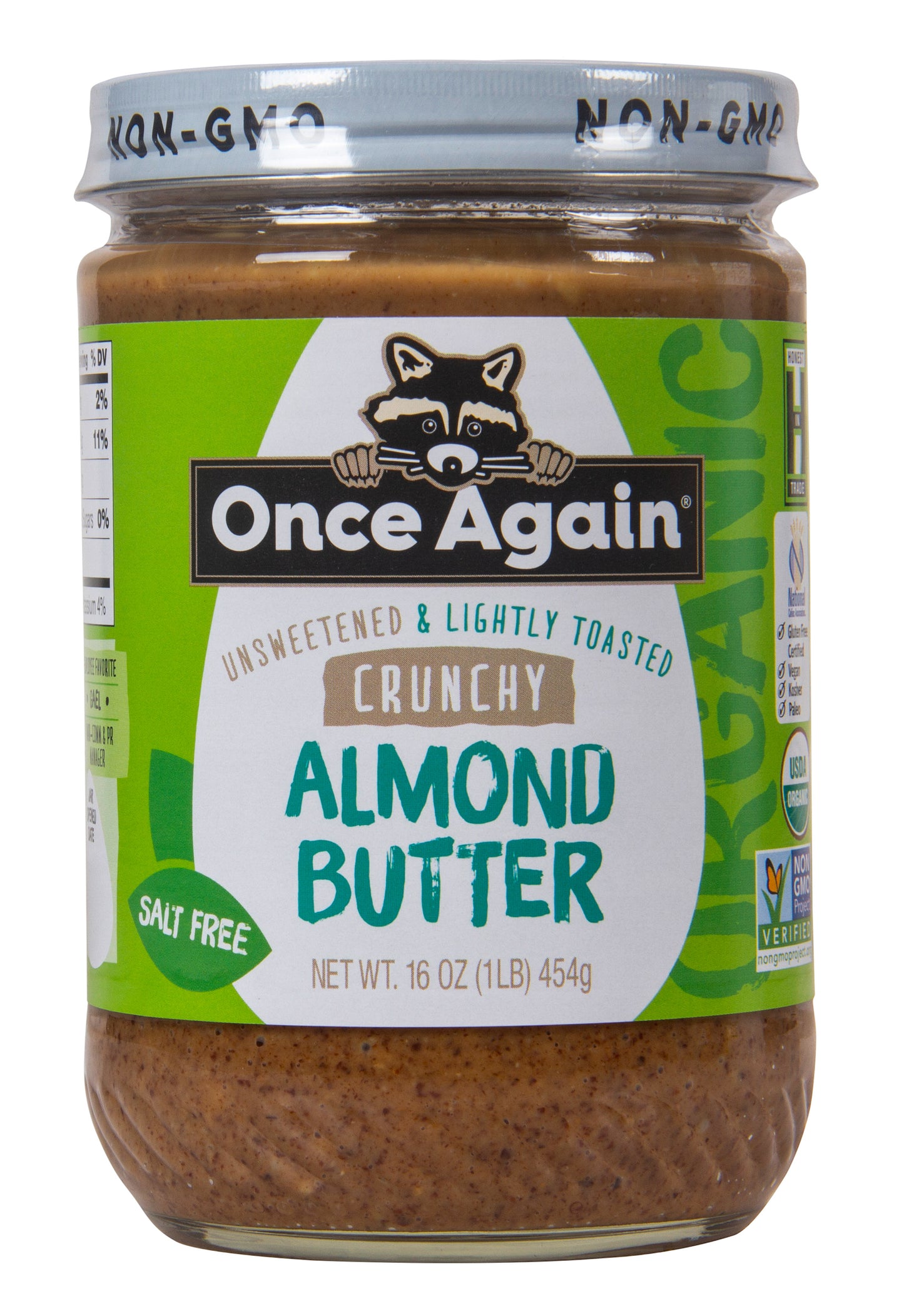 Almond Butter, Crunchy, Lightly Toasted, Salt Free, Organic