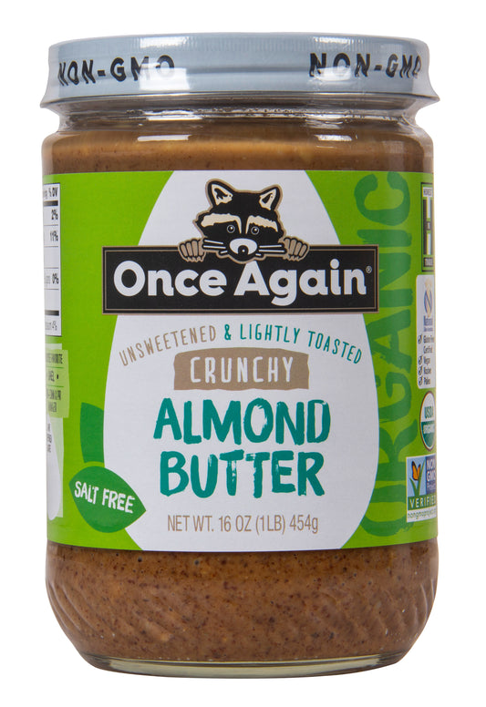 Almond Butter, Crunchy, Lightly Toasted, Salt Free, Organic