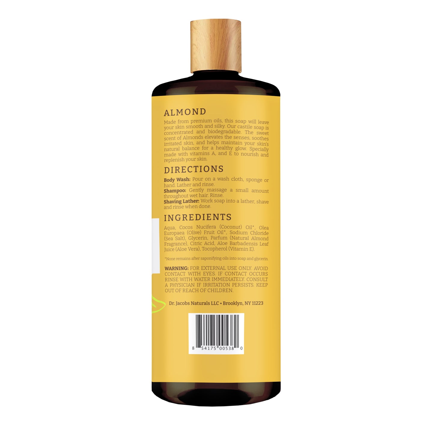 Castile Body Wash, Plant Based, Nourishing Almond