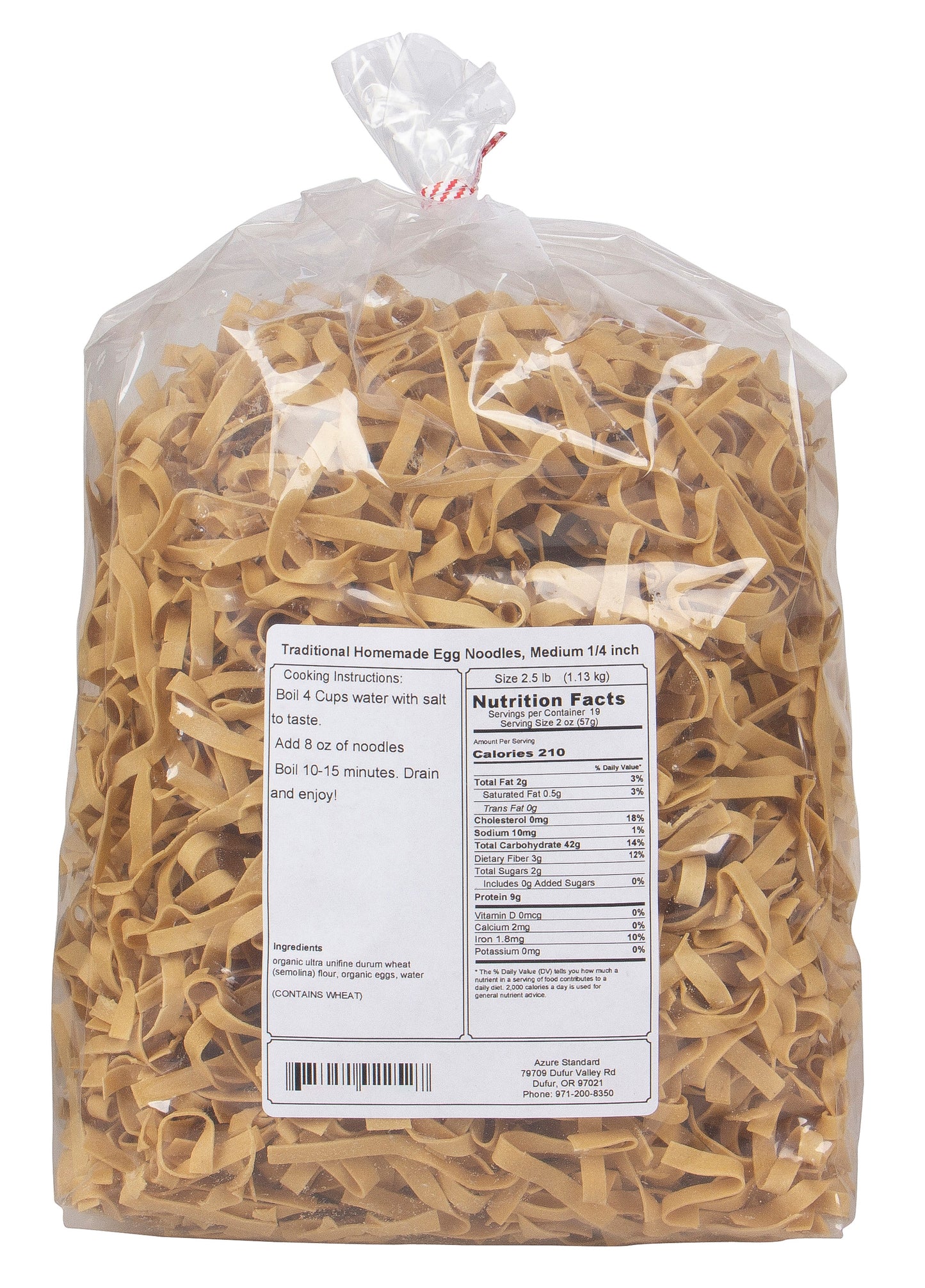 Traditional Homemade Egg Noodles, Medium 1/4 inch
