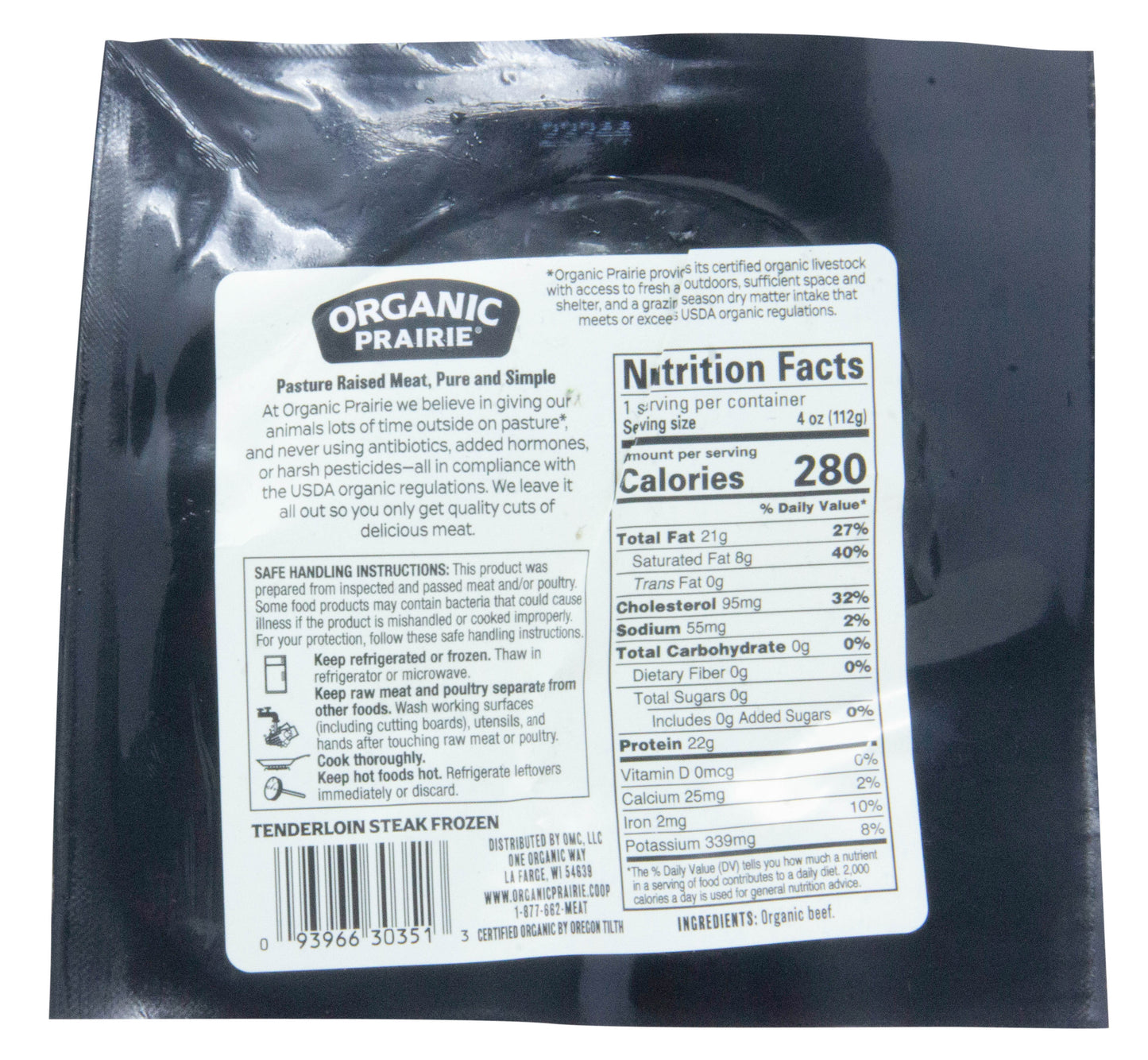 Beef Tenderloin, Frozen, Organic