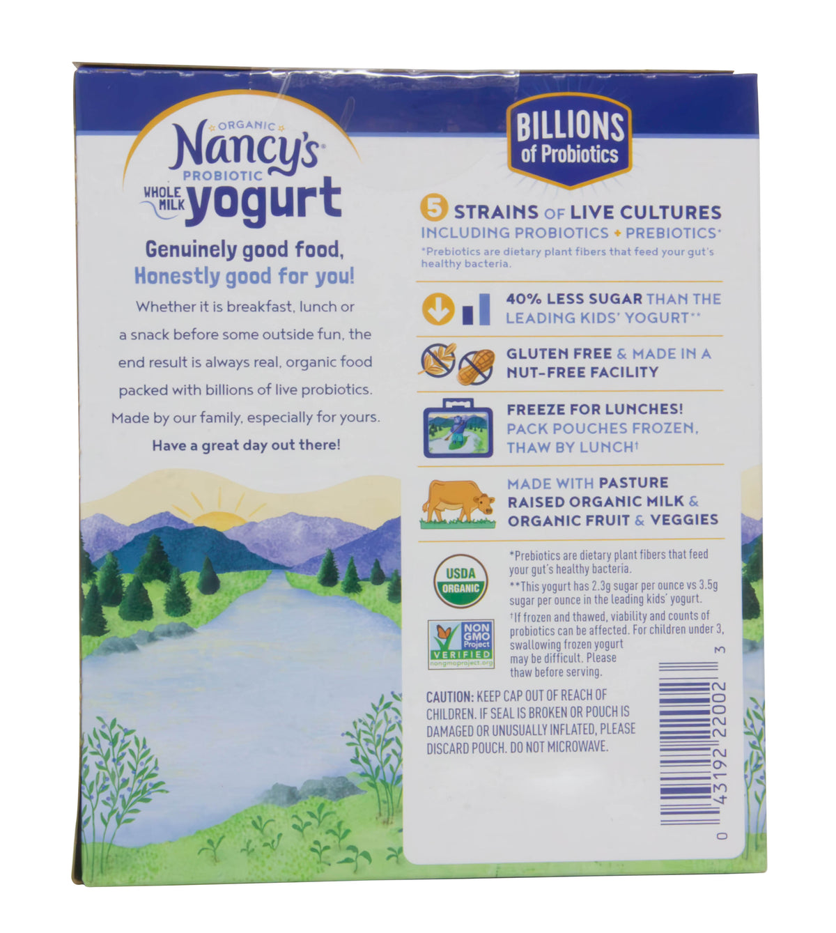 Yogurt Pouch, Whole Milk, Blueberry Spinach, Organic